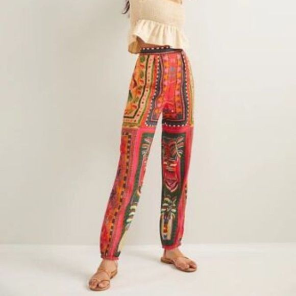 FARM Rio Pants - Anthropologie Farm Rio Printed Linen High Waist Jogger Pants SP